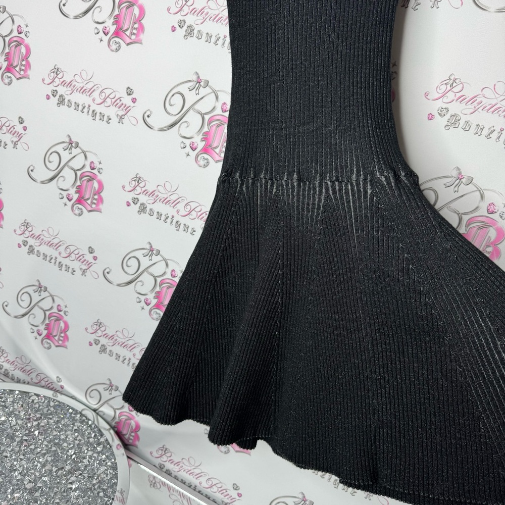 Victoria secret dress black grey stretchy ribbed tiered ruffle bottom *flaws* - Picture 4 of 13